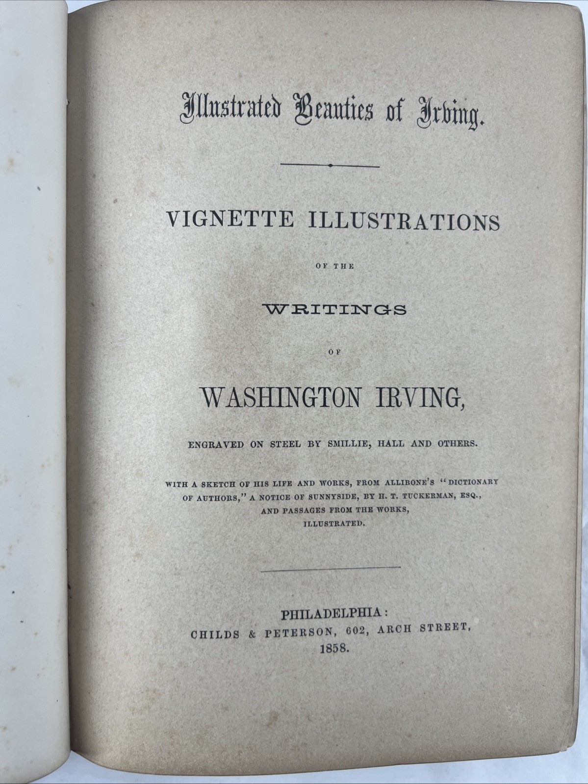 Writings of Washington Irving Vignettes Illustrations 1858 Childs & Peterson