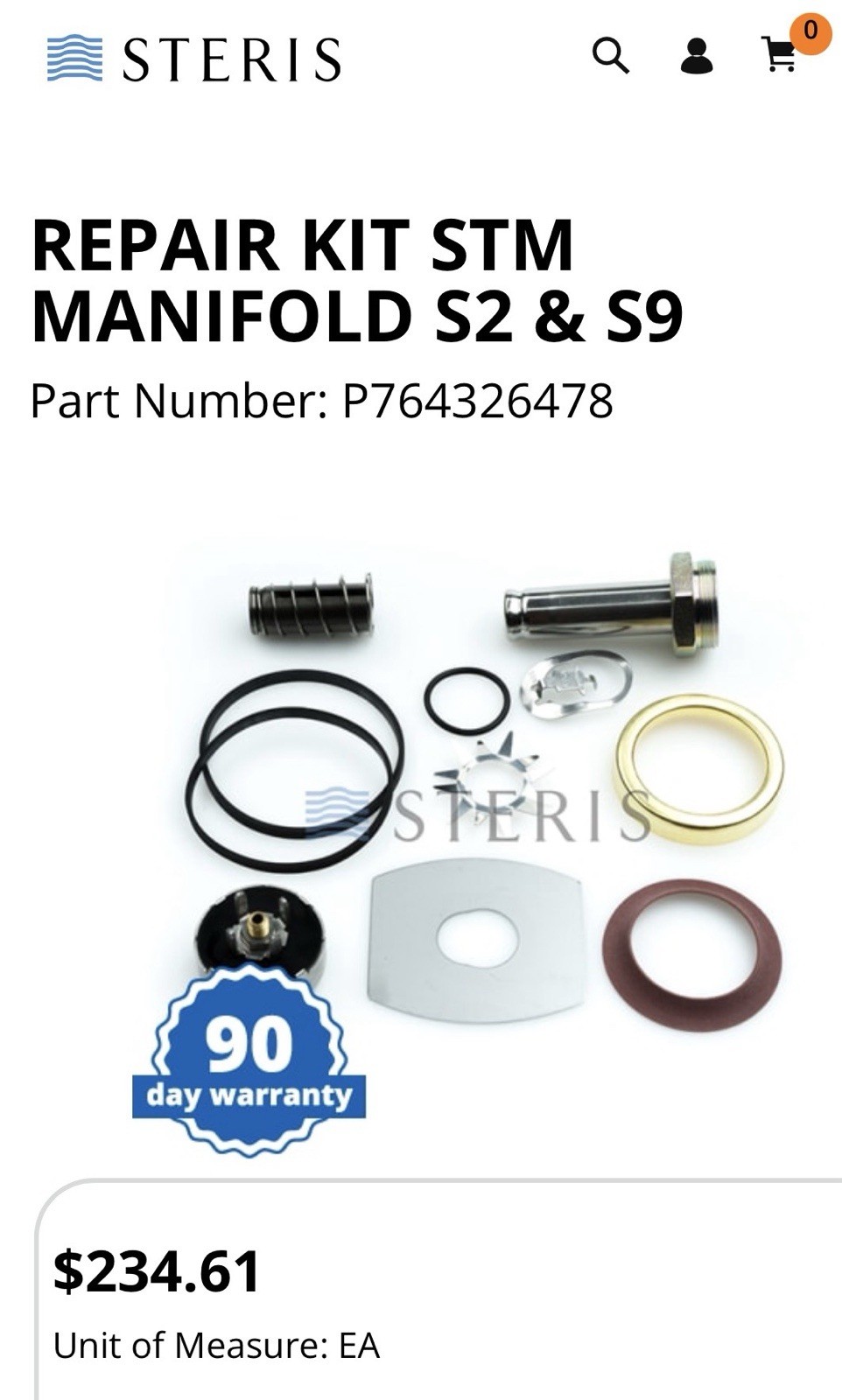 Steris Valve Rebuild Kit P764326-478 For S2/ S9 NEW IN BOX 