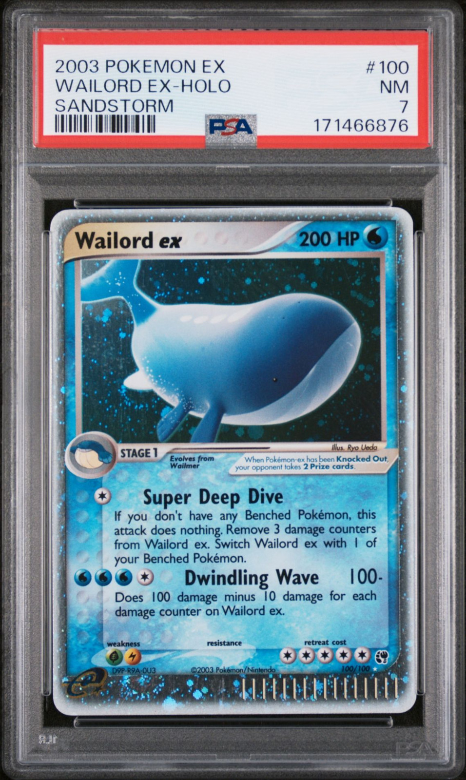 2003 Pokemon Wailord EX Holo EX Sandstorm #100 PSA 7