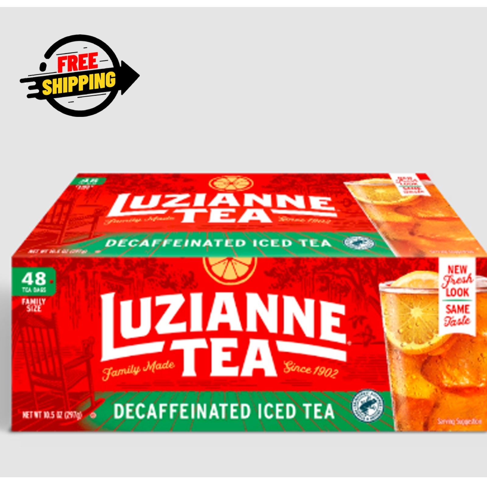 Luzianne Decaffeinated Black Iced Tea Bags, 48 Count 