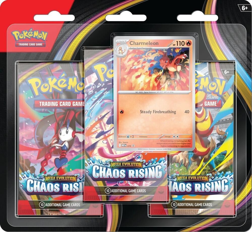 Pokemon TCG ME04 Chaos Rising 3 Pack Blister Charmeleon Sealed NEW