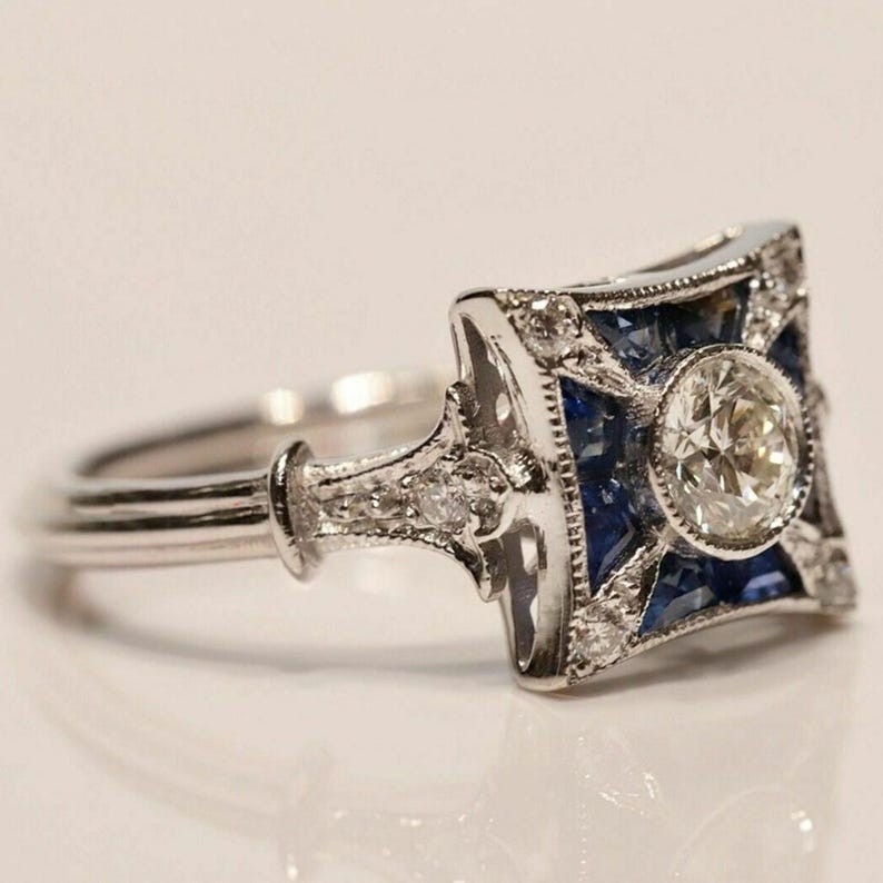 1.02Ct Old European CZ Stone Victorian Edwardian Antique Wedding Ring 925 Silver 1.02Ct Old European CZ Stone Victorian Edwardian Antique Wedding Ring 925 Silver