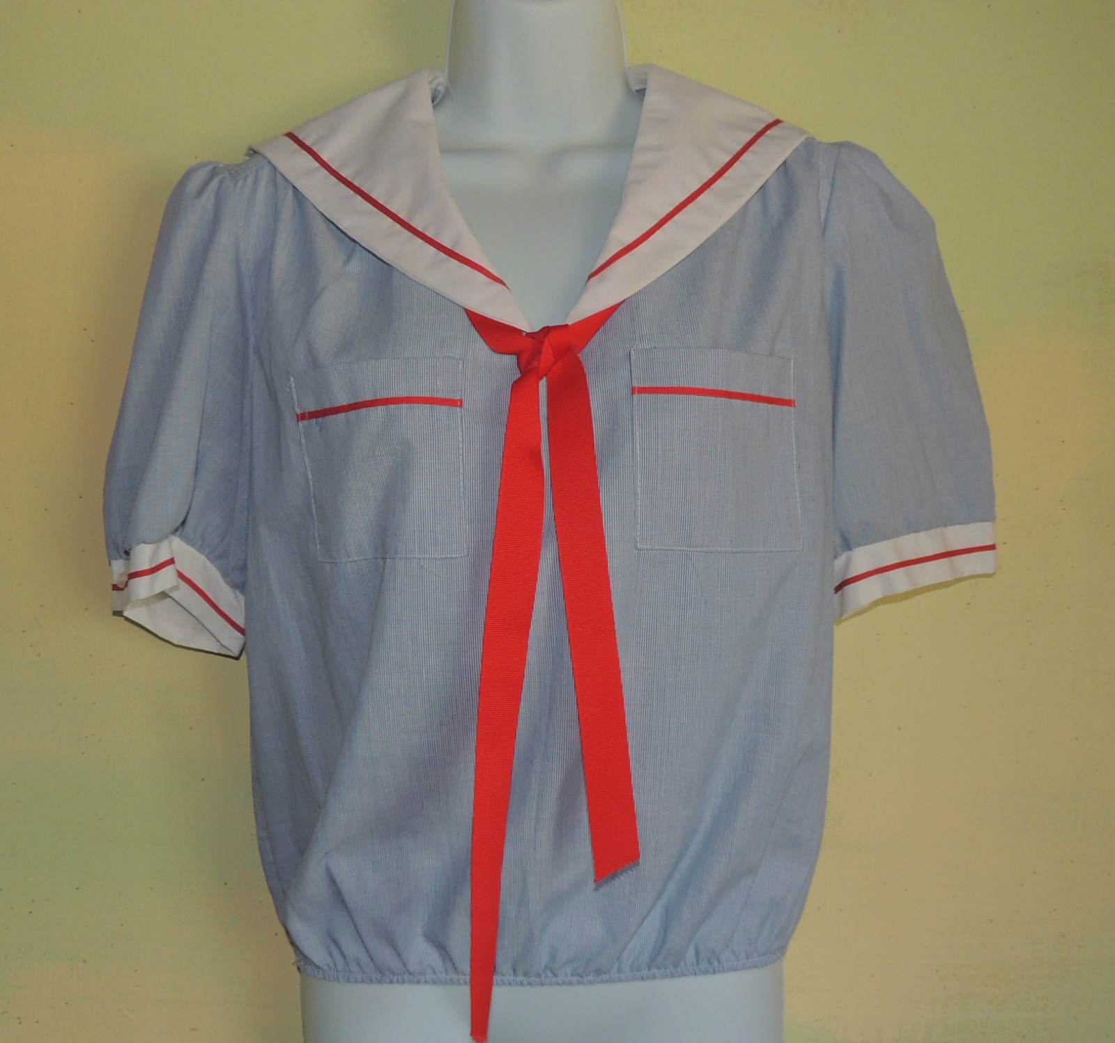 Vintage Rhapsody Sailor Collar Shirt Blouse Patriotic Nautical Summer Top