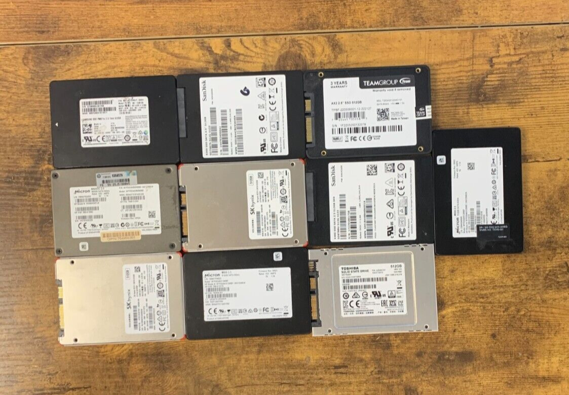 [ BULK LOT OF 10 ] SSD 512GB Samsung, Micron, Crucial, WD, SK Hynix