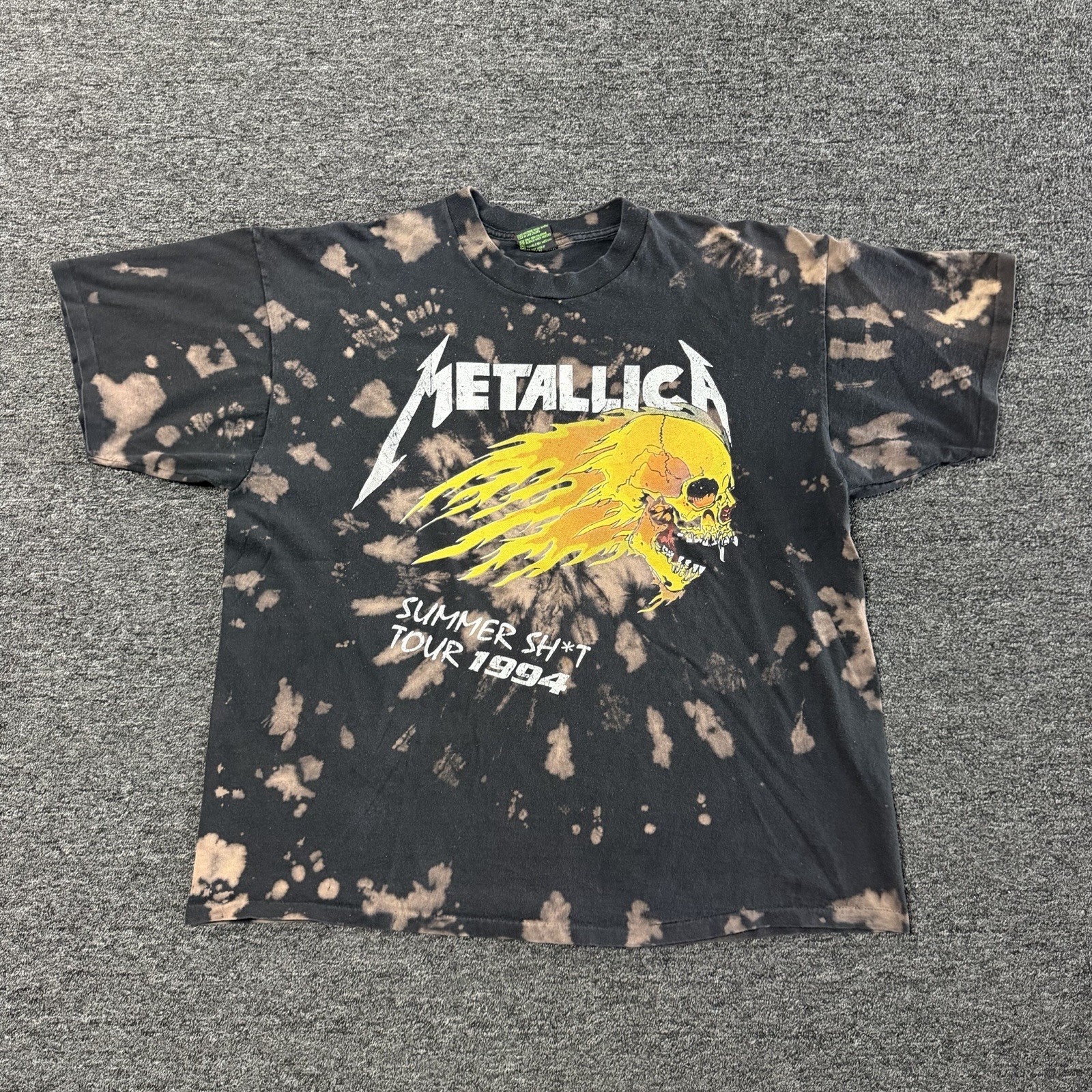 Metallica Summer Tour Black Tie Dye GRAIL Rock Band T-Shirt Vintage 90s Sz 2XL