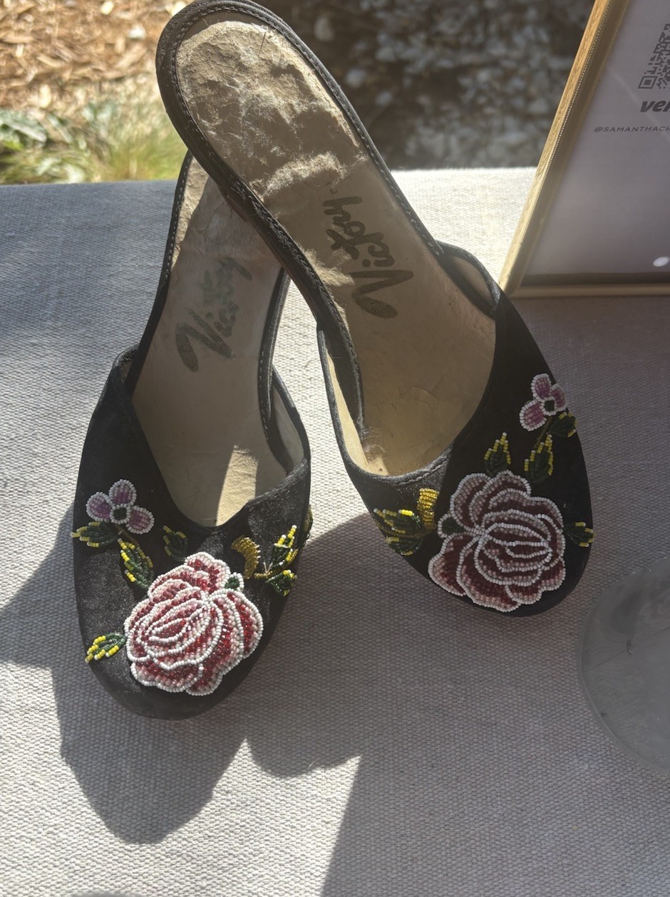Vintage 1930’s Women’s Black Slip-On Mule Heels US 6 Beaded Embroidered Floral Vintage 1930’s Women’s Black Slip-On Mule Heels US 6 Beaded Embroidered Floral