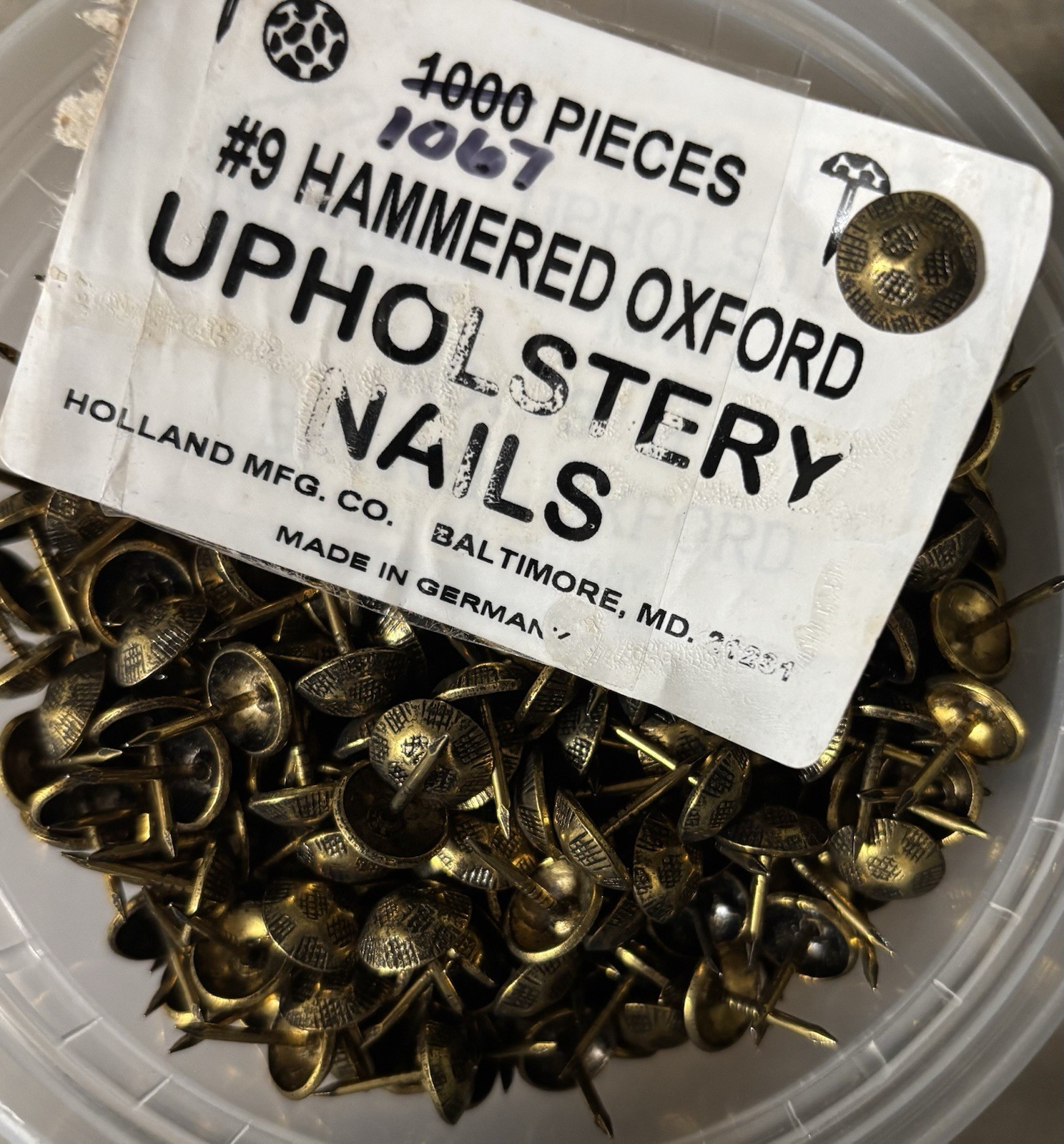 Vintage Holland Mfg. #9 High Dome Brass Oxford Round Upholstery Nails 5/8\ Vintage Holland Mfg. #9 High Dome Brass Oxford Round Upholstery Nails 5/8\