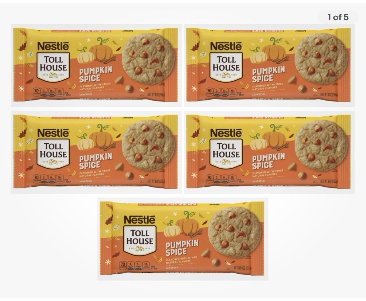 5 Pack Nestlé Toll House Pumpkin Spice Flavored Morsels, Gluten Free Baking Chip 5 Pack Nestlé Toll House Pumpkin Spice Flavored Morsels, Gluten Free Baking Chip