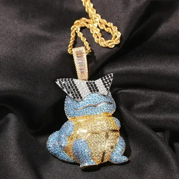 2Ct Round Cut Moissanite Cartoon Jenny Turtle Pendant 14K Yellow Gold Plated