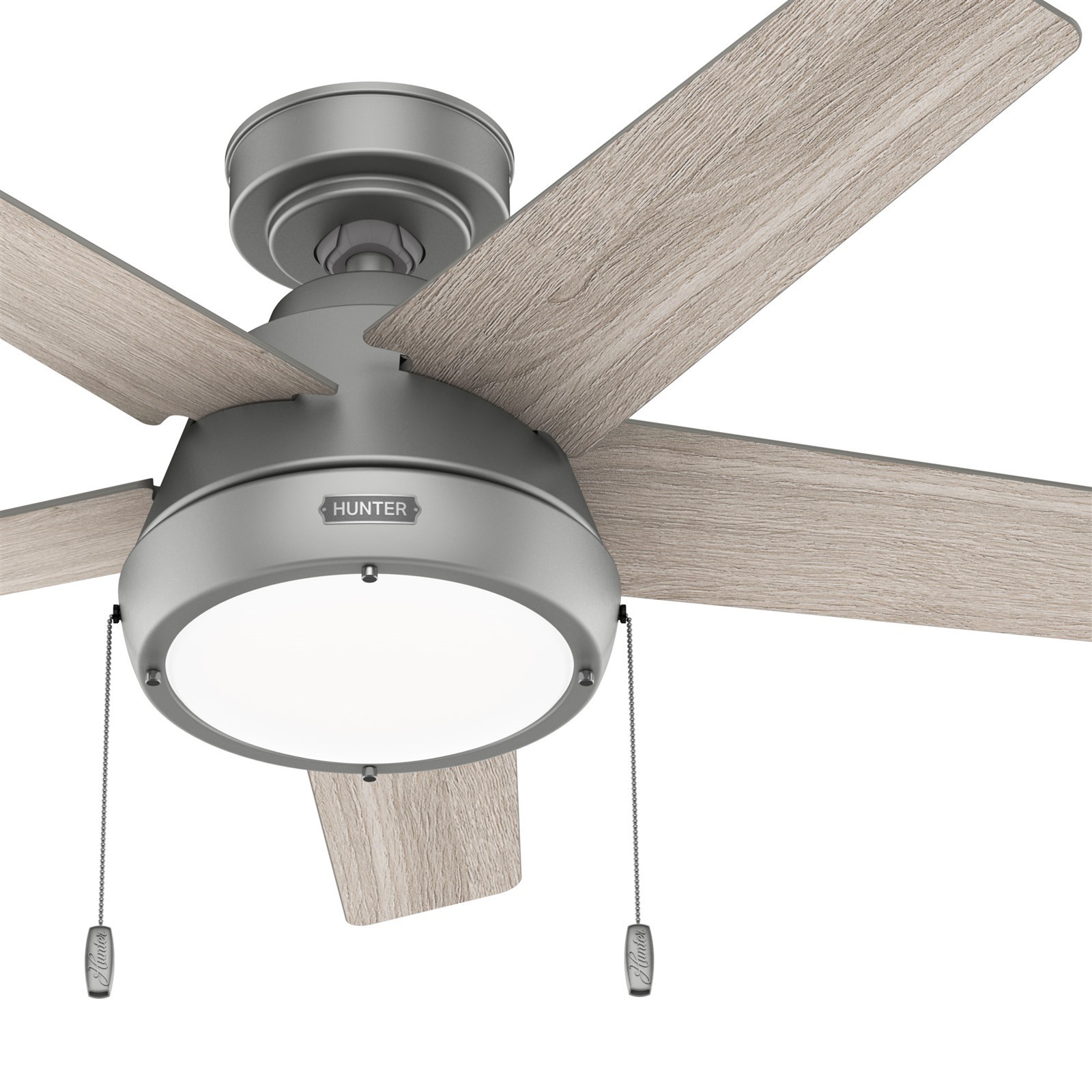 Hunter Fan 44 in Matte Silver Indoor Ceiling Fan wth Light and Pull Chain Indoor