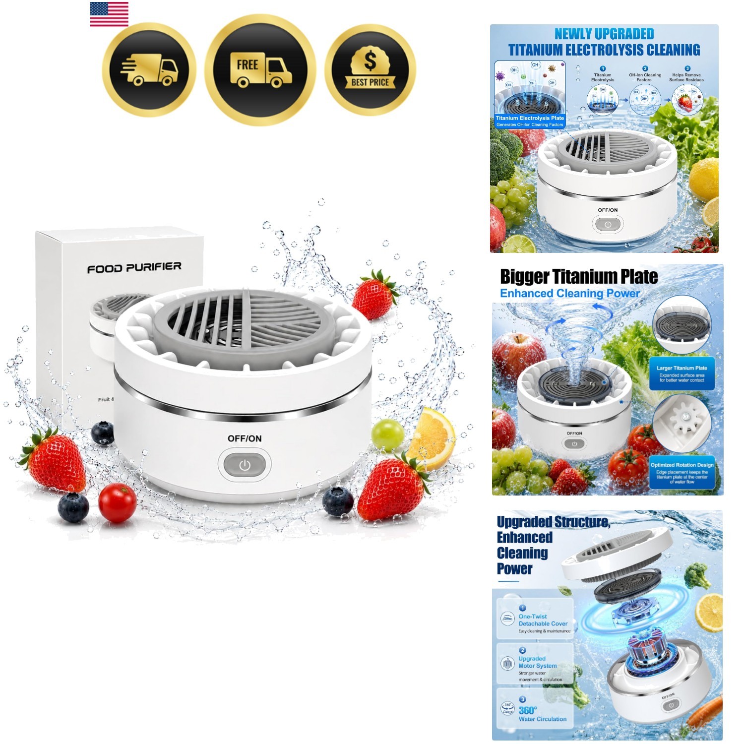 Fruit and Vegetable Washing Machine, Titanium Electrolysis Produce Cleaner
