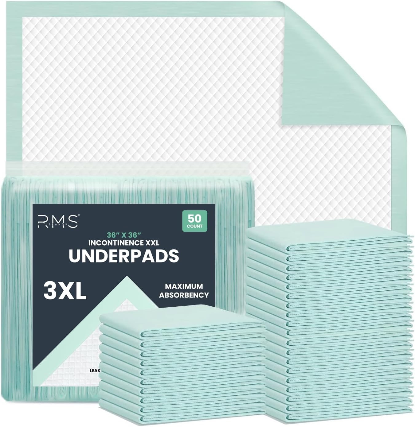 50 Pcs Disposable Underpads 36x36 Inch Super Absorbent Leakproof Bed Chux