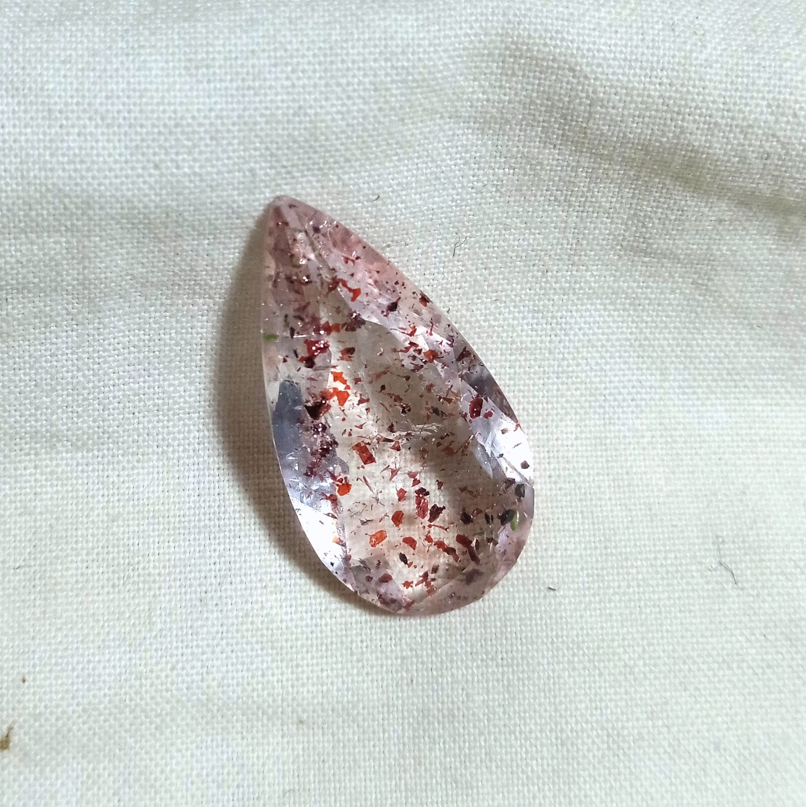 5.8 Carat Natural Super Seven Pear Shape Crystal Cut Stone Making For Jewellery