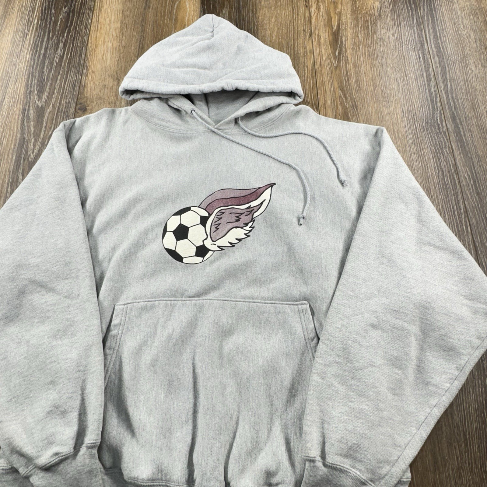 Vintage Champion Reverse Weave Hoodie Mens XL Gray Eagle Soccer Team Sweatshirt