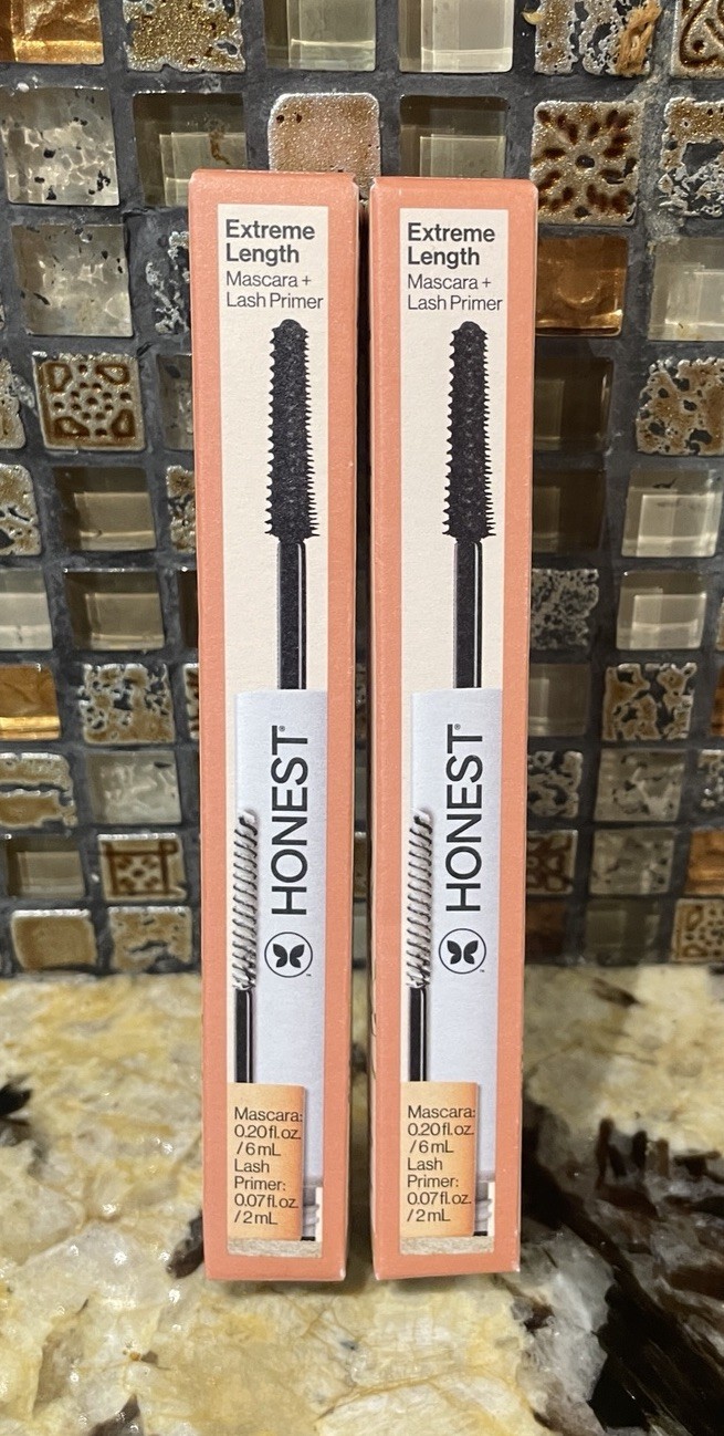 Bundle 2 Honest Beauty 2-in-1 Extreme Length Clean Mascara + Lash Primer Full Sz