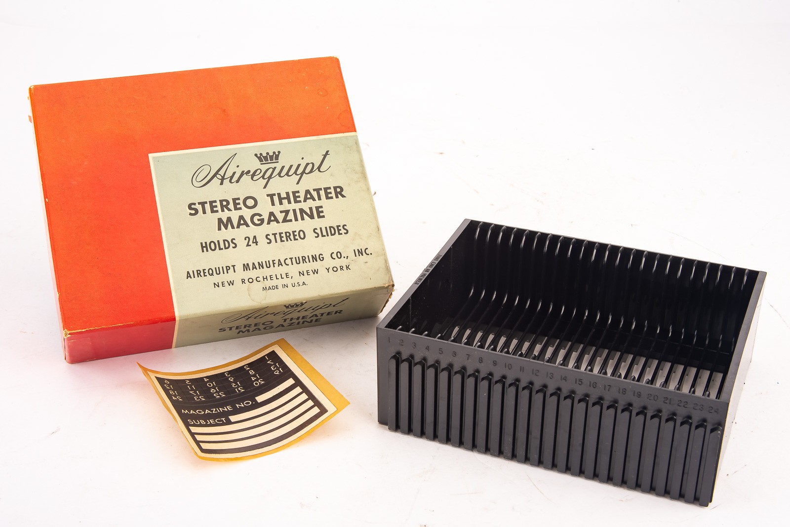 Airequipt Stereo Theater Magazine Holds 24 Slides in Original Box Near Mint V17