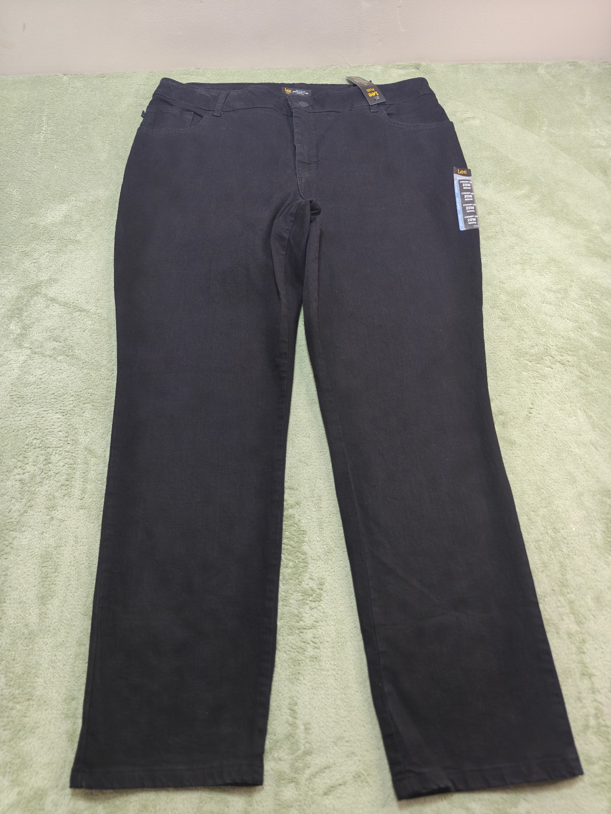 Lee Plus Instantly Slims Jeans Womens 20W Medium Black Straight Leg High Rise