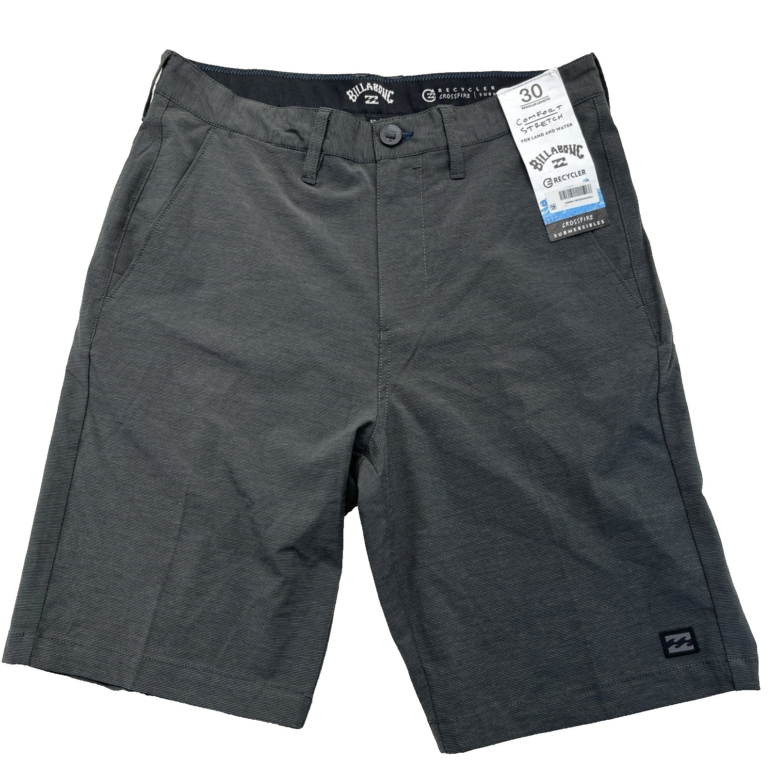 BILLABONG Crossfire Recycler Submersible Shorts Men\'s 30x9 Grey Stretch NWT $59