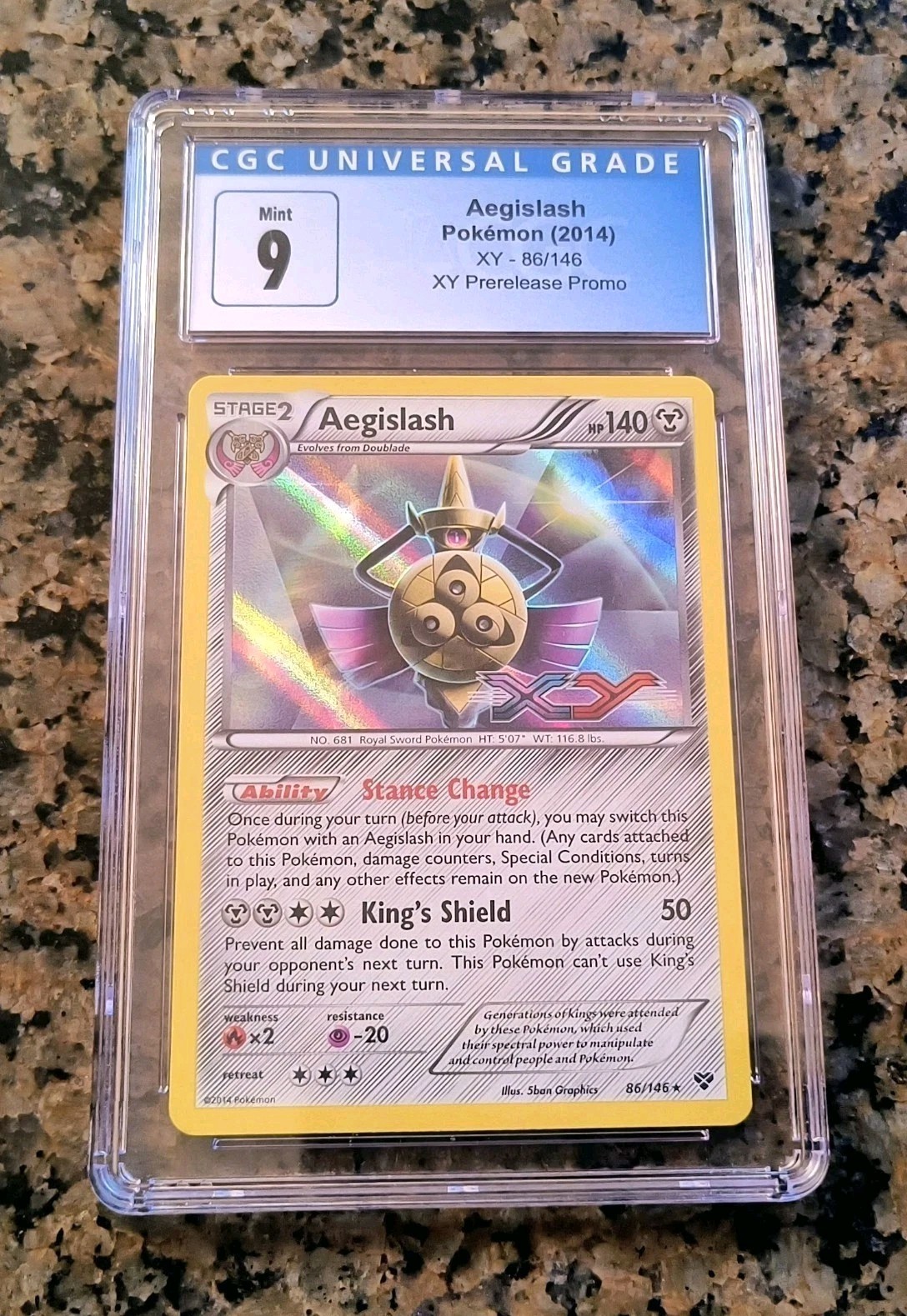 Aegislash XY Prerelease Holo Promo Pokemon Card CGC 9 (9.5) MINT 86/146 (2014)⚔️ Aegislash XY Prerelease Holo Promo Pokemon Card CGC 9 (9.5) MINT 86/146 (2014)⚔️