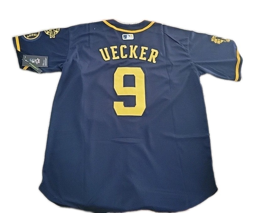  NWT Men's Milwaukee Brewers #9 Bob Uecker Cool Base Stitched Jersey Sz XL 