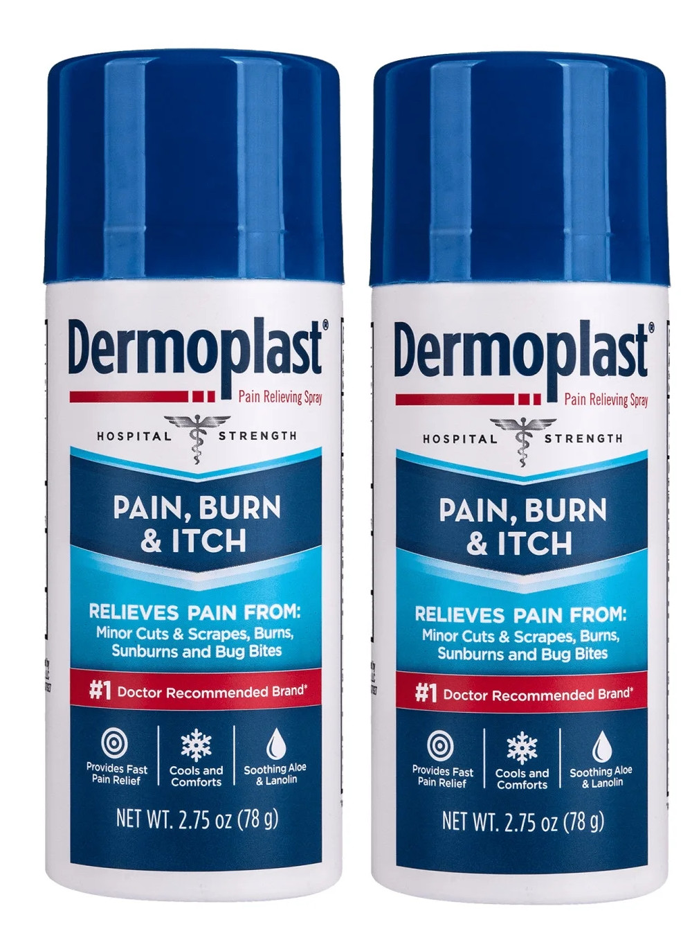 Dermoplast Pain, Burn&Itch Spray for Minor Cuts, Burns, 2.75 oz, 2 Pack Dermoplast Pain, Burn&Itch Spray for Minor Cuts, Burns, 2.75 oz, 2 Pack