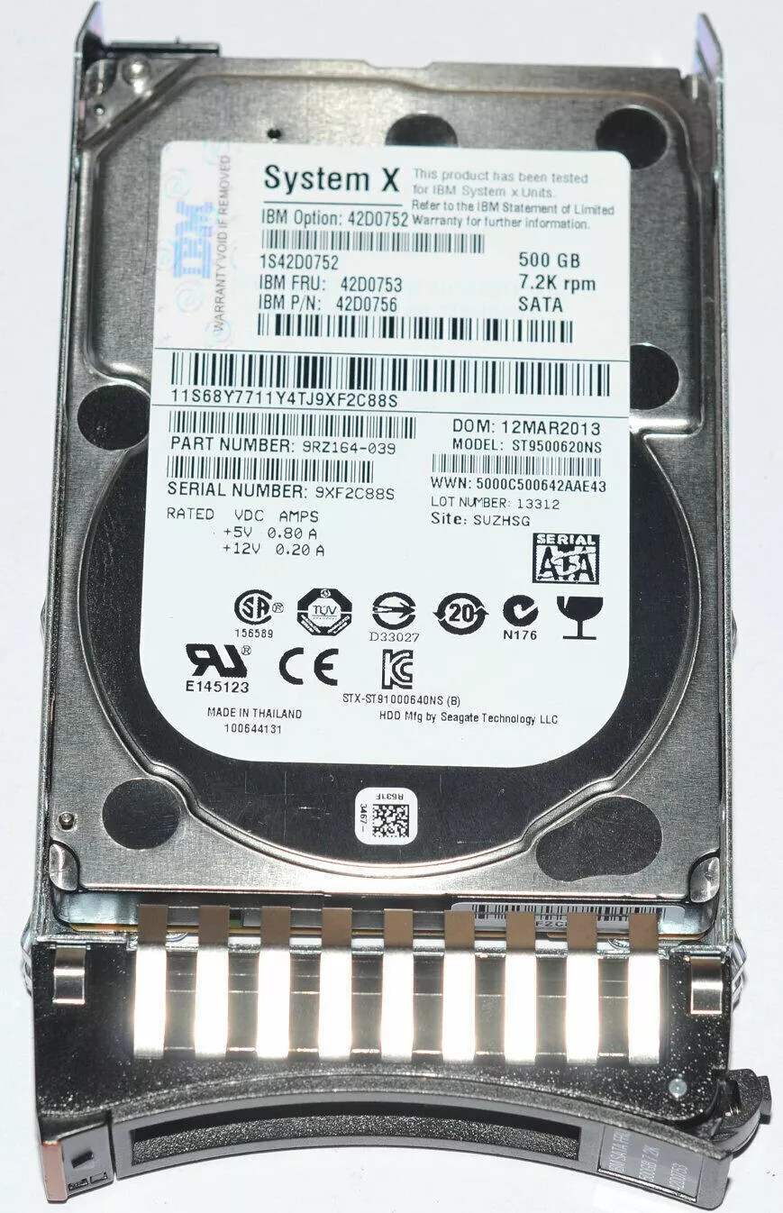 NEW IBM 42D0752 42D0753 42D0756 500GB 7200 RPM SFF 2.5\'\' SATA HDD Hard Drive