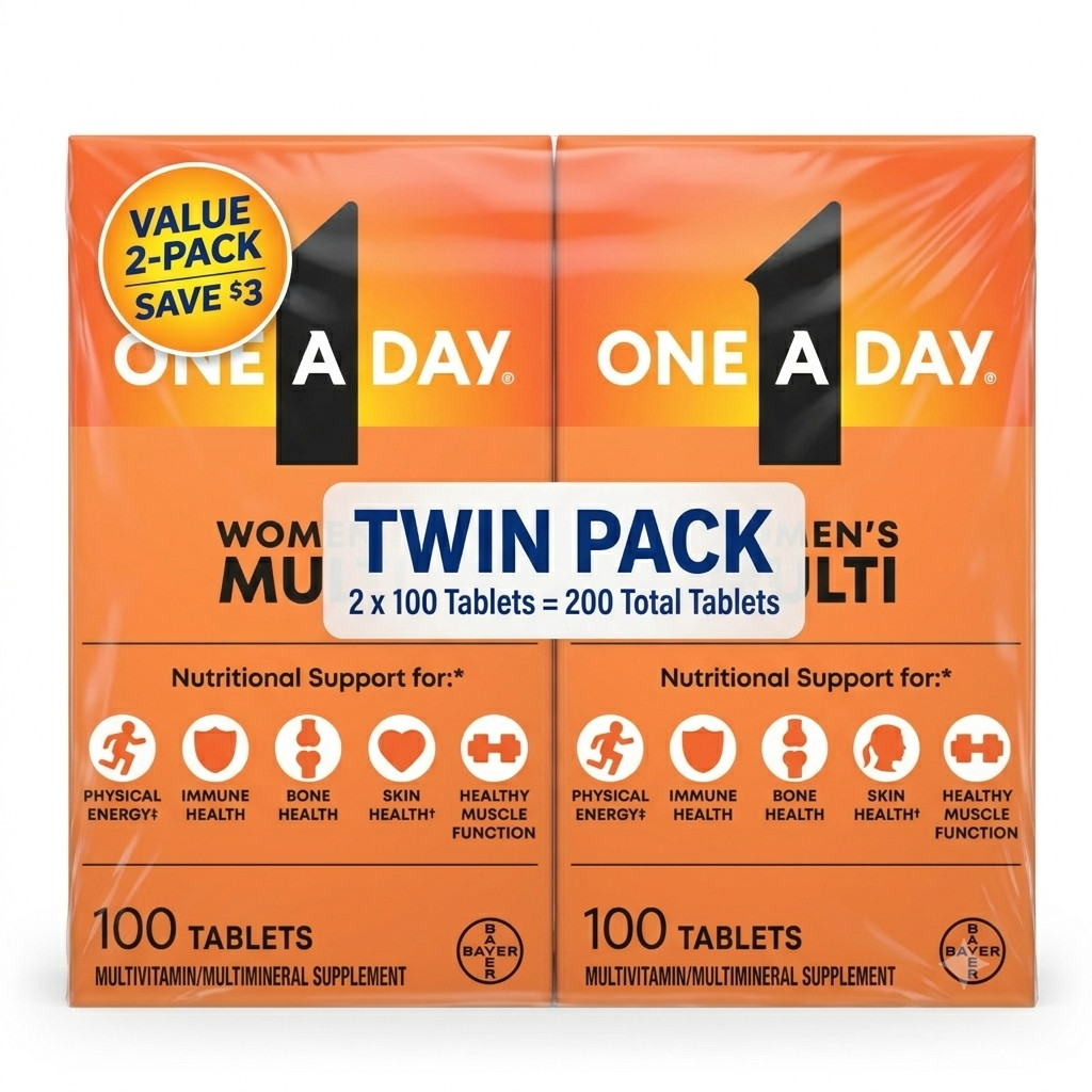 One A Day Women's Multivitamin with Biotin, Skin Health Support 100 Count 2-Pack