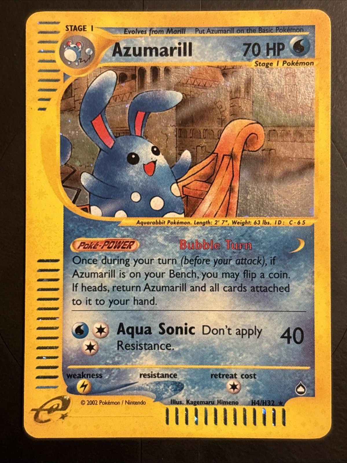 Azumarill Holo Rare H4/H32 Aquapolis 2003 Pokémon E-reader WOTC Card - LP