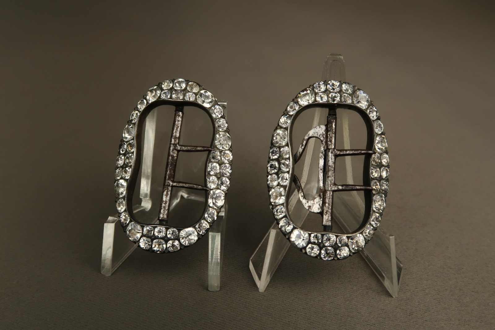 Rare Antique Pair Georgian Solid Silver Paste Diamond Shoe Buckles 18th Century Rare Antique Pair Georgian Solid Silver Paste Diamond Shoe Buckles 18th Century