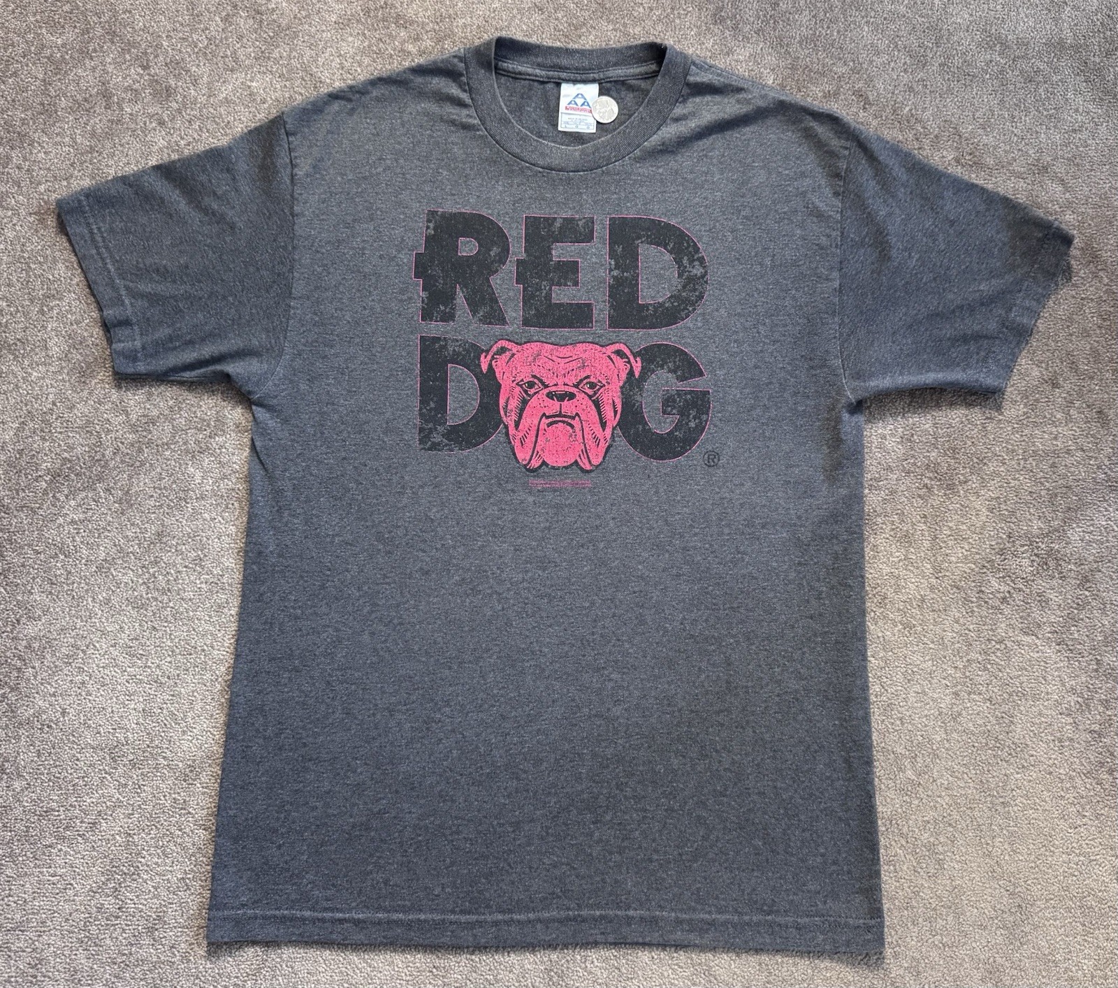 VTG Red Dog Beer Promo T-Shirt Sz L Gray Bulldog Graphic Print Y2K Alstyle