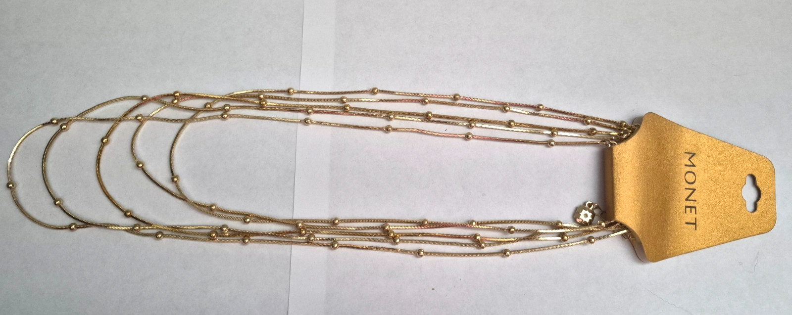Monet Multi Strand 5 Layer Tower Necklace Gold Tone Beaded NEW Monet Multi Strand 5 Layer Tower Necklace Gold Tone Beaded NEW