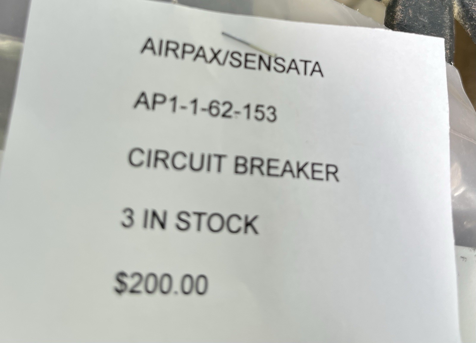 Airpax/Sensata Circuit Breaker 15A 240V AC 3-Pack P/N AP1-1-62-153, 1922R14B