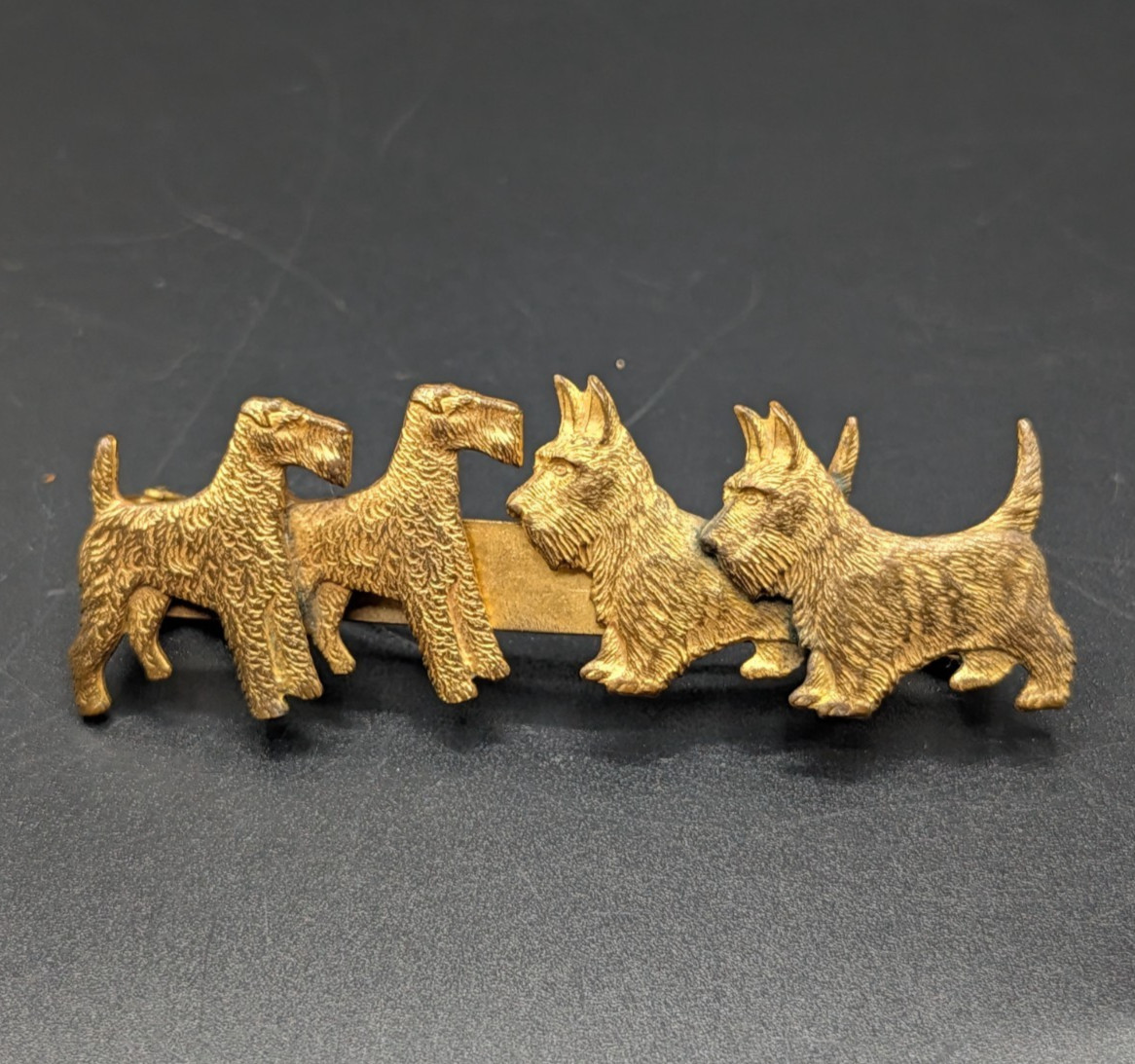 Vintage Natty Creations Terrier Dogs Double Side Scarf Clip Brooch