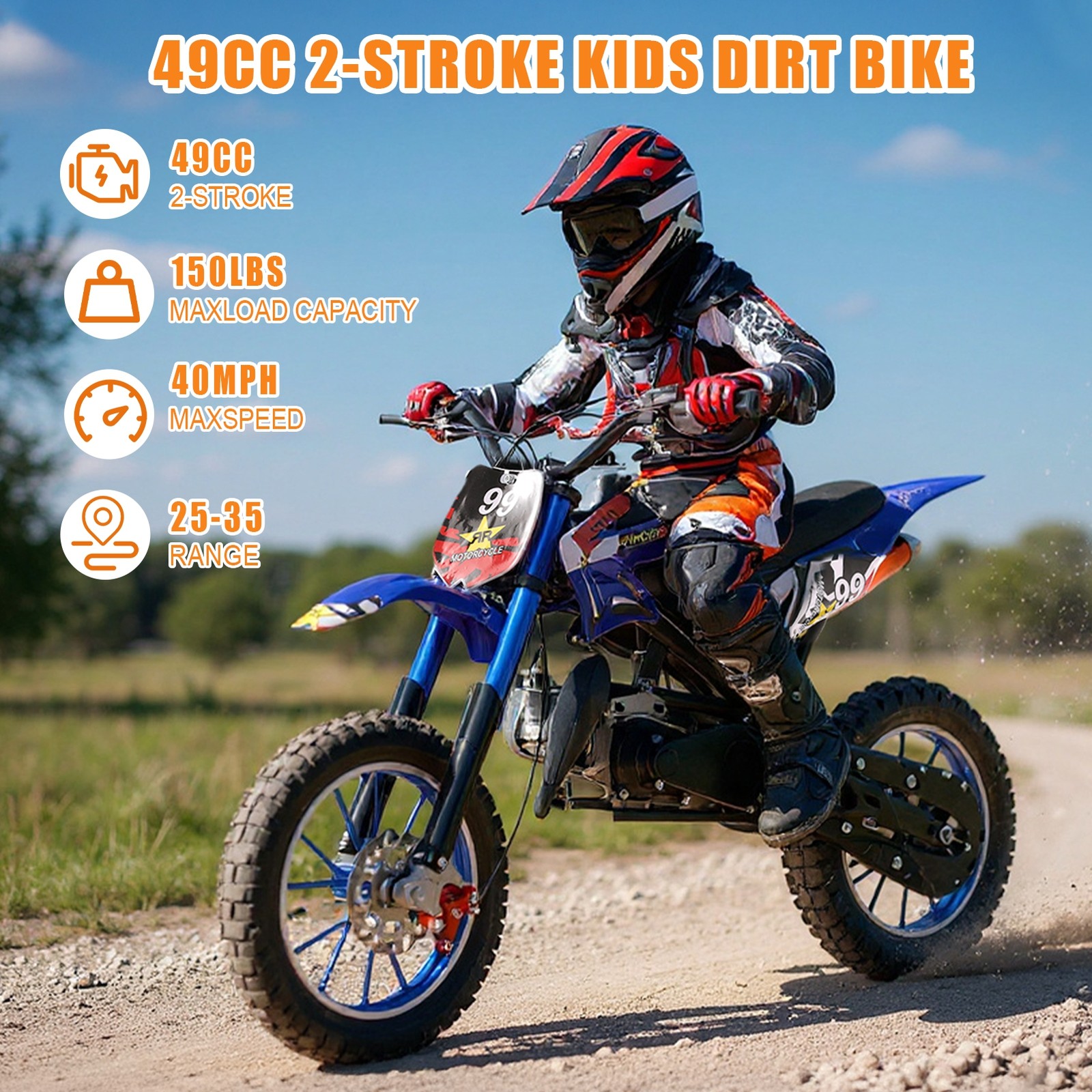 50cc Dirt Bike - KIDS Motocross Sport Gas 2 stroke Engine Motocross Motorcycle