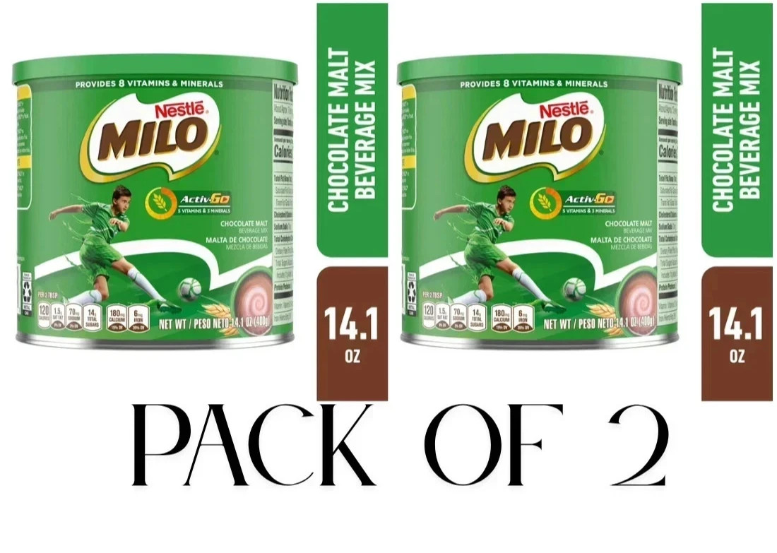 (PACK OF 2) Nestle Milo Active Go Chocolate Malt Powder Drink Mix, 14.1 oz