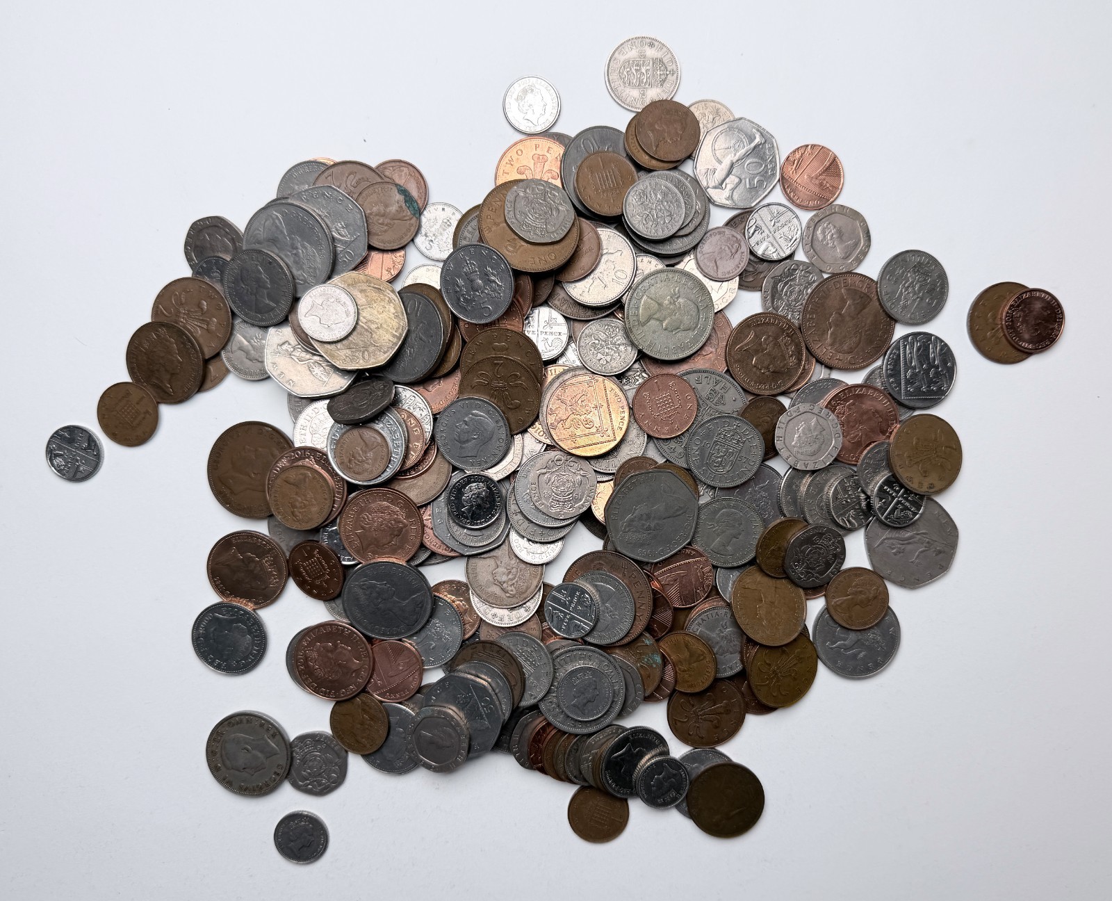 3 lb 4.5 oz Vintage British Coin Lot 263 Pre-Decimal & Decimal UK Coins