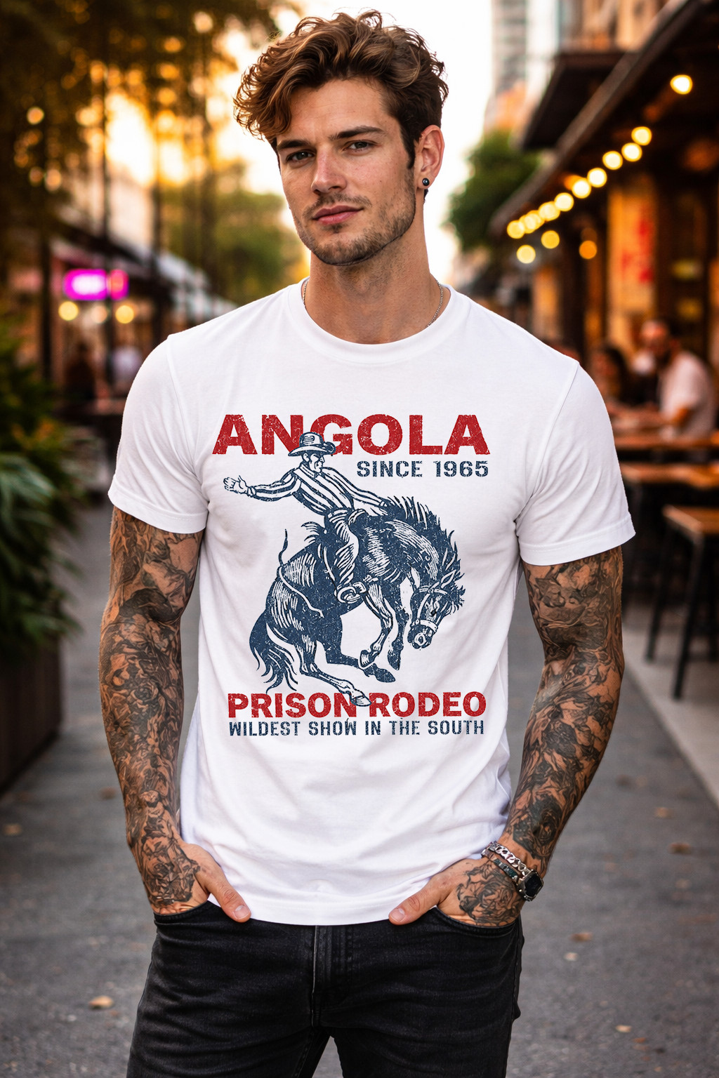 Angola Prison Rodeo Graphic T-Shirt Vintage Western Cowboy Rodeo Tee