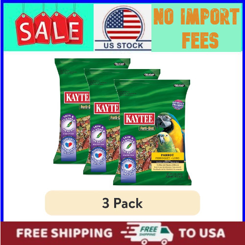 (3 pack) Kaytee Forti-Diet Parrot Food, 8 Pounds