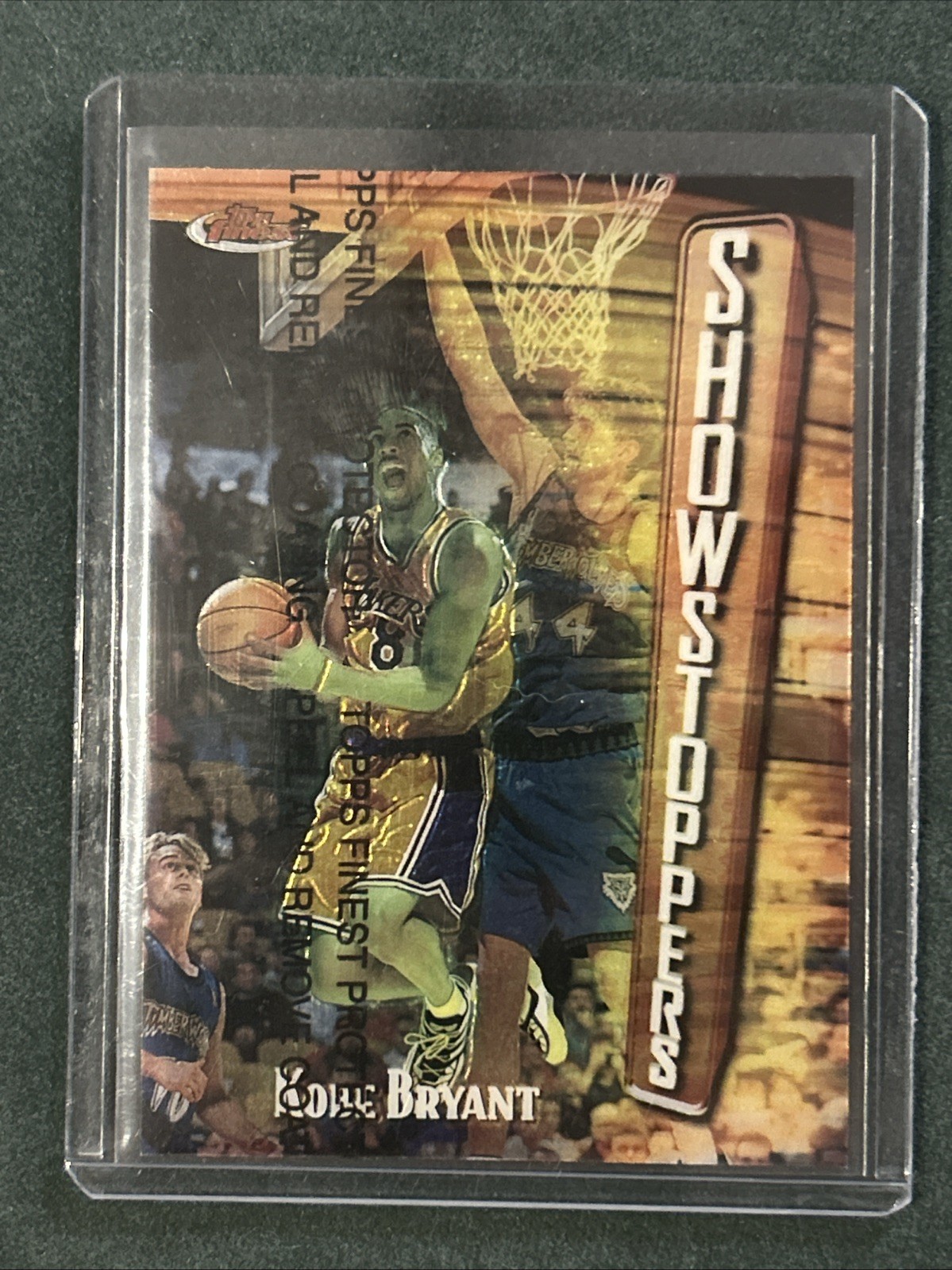 1997-98 Topps Finest Kobe Bryant #262 Showstoppers Lakers Insert Unpeeled 1997-98 Topps Finest Kobe Bryant #262 Showstoppers Lakers Insert Unpeeled