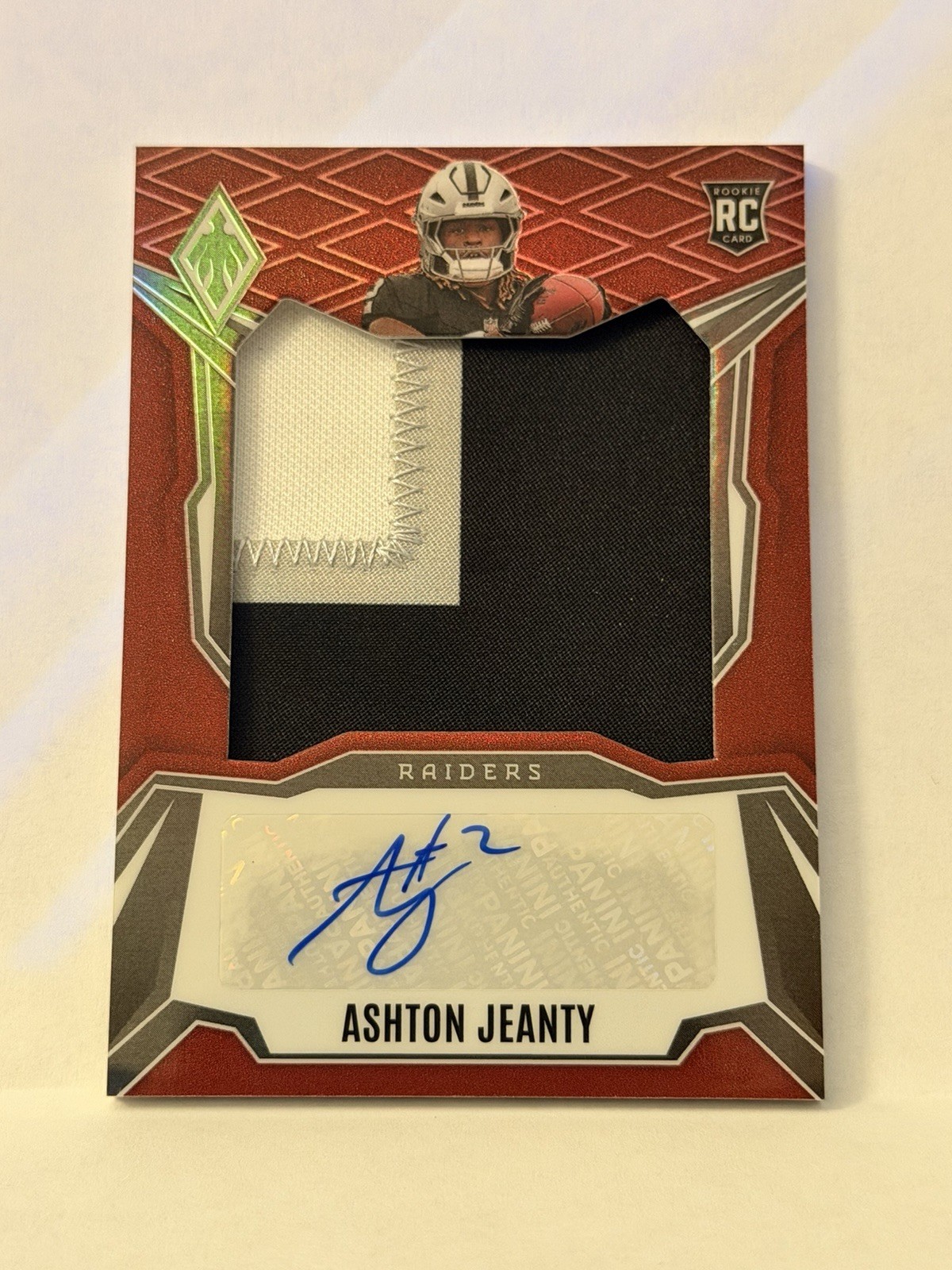 2025 Panini Phoenix RPS Dual Rookie Patch Auto Ashton Jeanty RPS-AJY Red/99 2025 Panini Phoenix RPS Dual Rookie Patch Auto Ashton Jeanty RPS-AJY Red/99