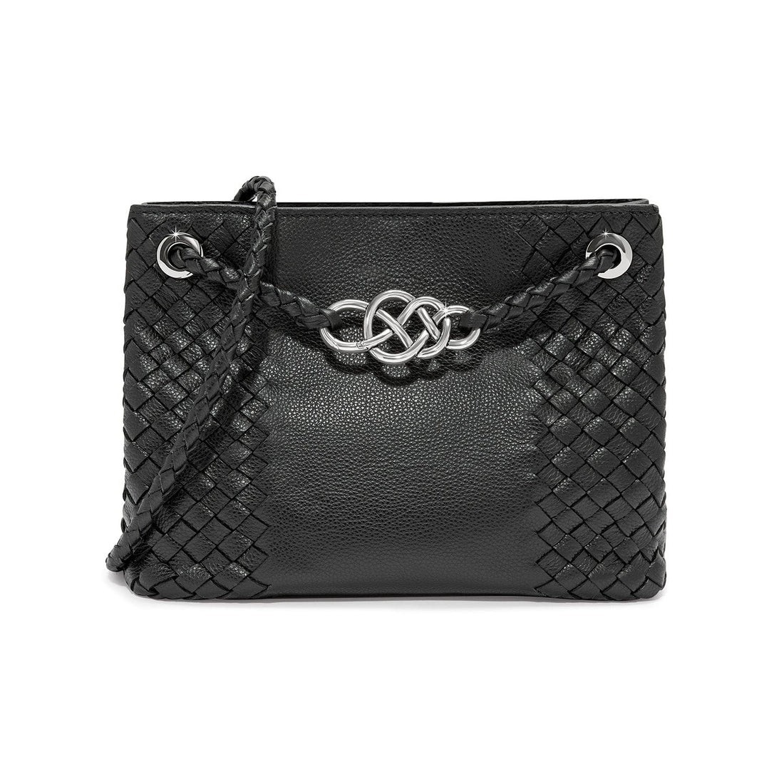 NWT Brighton Interlok Devon Black Leather Convertible Crossbody Strap
