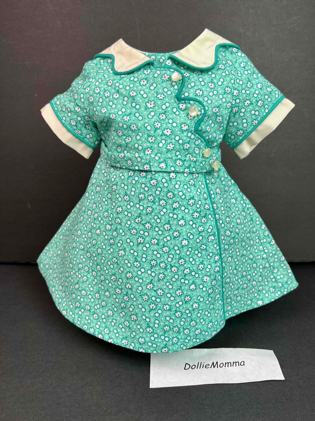 AMERICA GIRL Kit Green Birthday Party Dress/Outfit~Floral Wrap~AG tag Retired EC