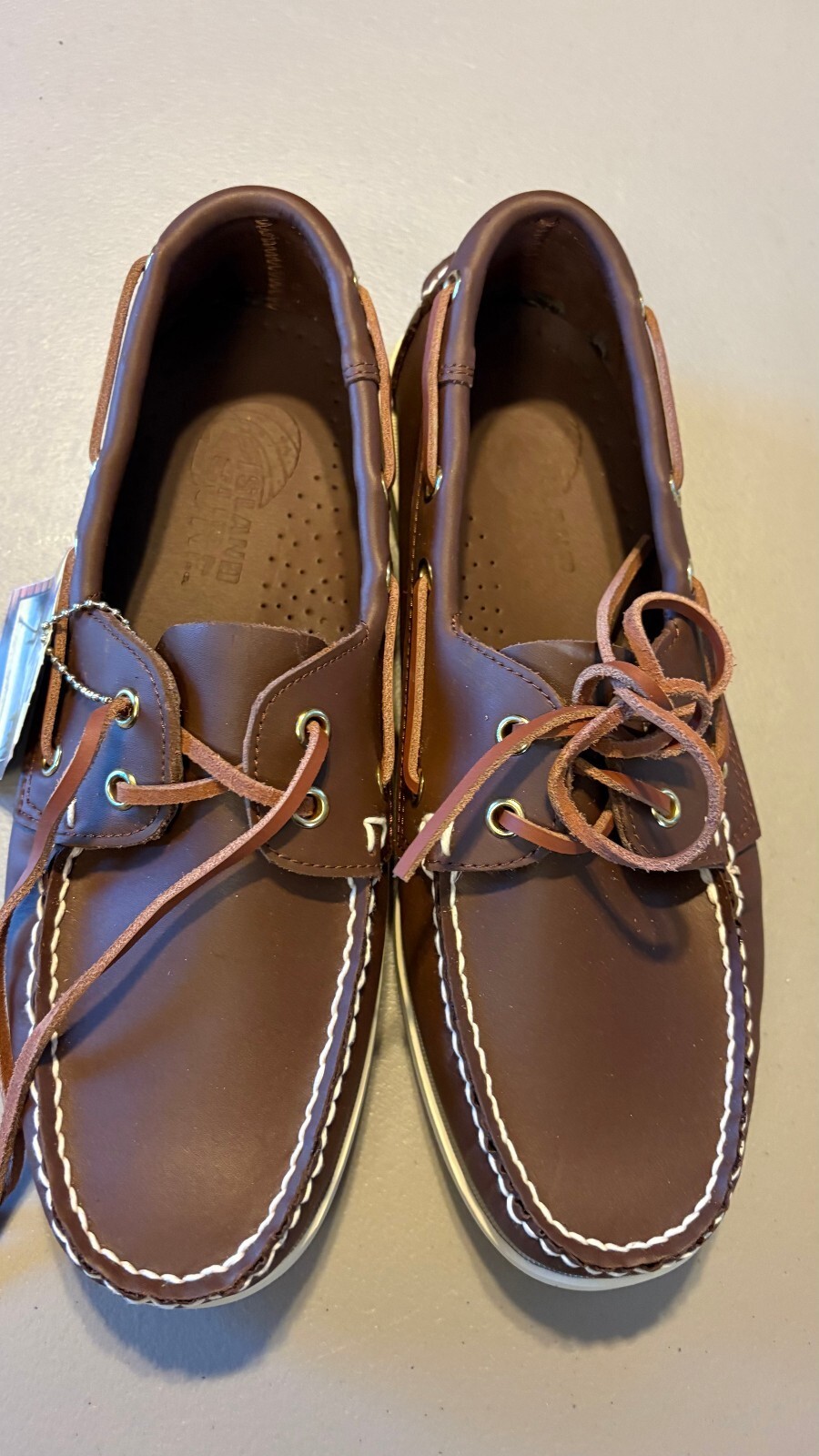 Island Surf Co. Brown Leather Boat Shoes Men\'s Size 9