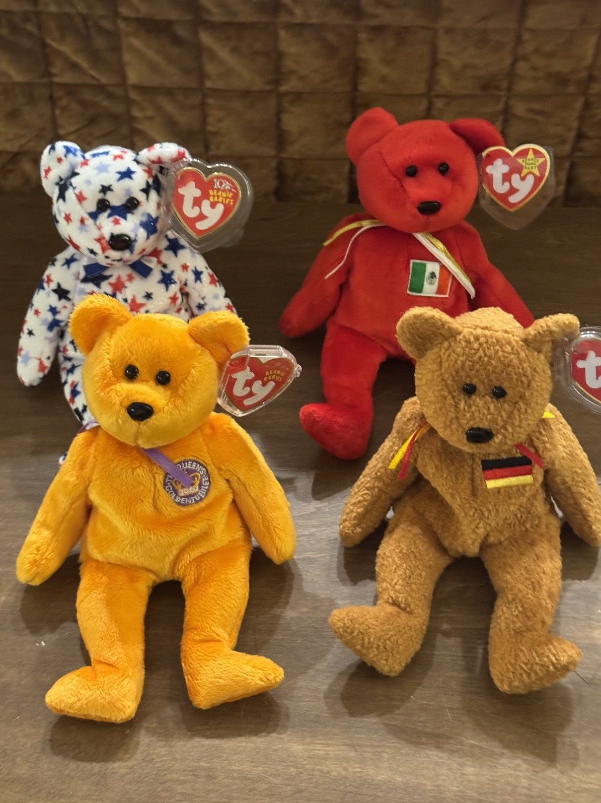LOT of 4 Ty Beanie BEARS  All MINT  Celebration,  Osito, Germania, & Red 
