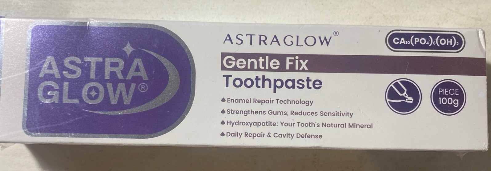 Astra Glow Gentle Fix Enamel Repair Toothpaste Hydroxyapatite 100g New