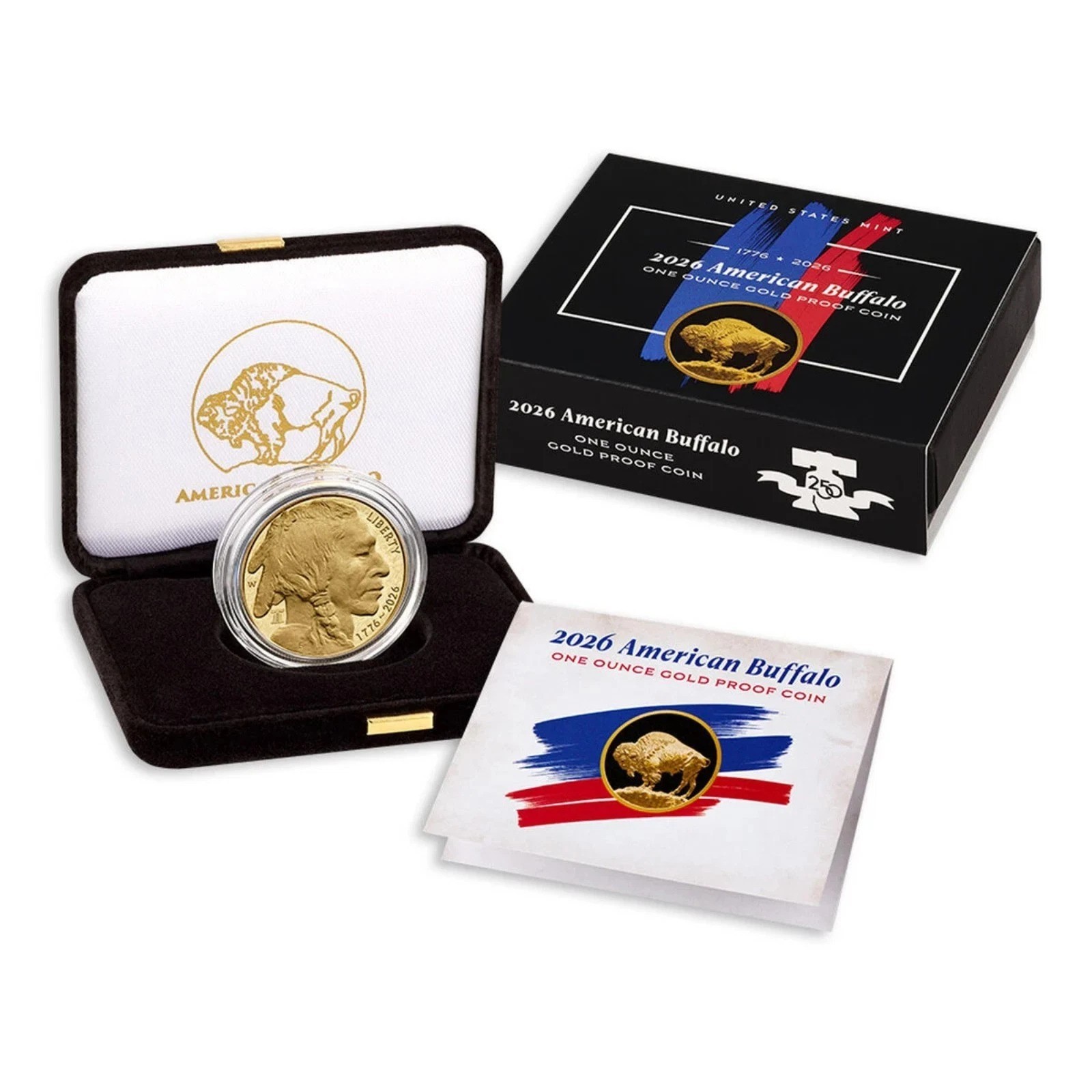 2026-W 1 oz Proof Gold American Buffalo 1776-2026 Liberty Bell Privy w/ OGP COA