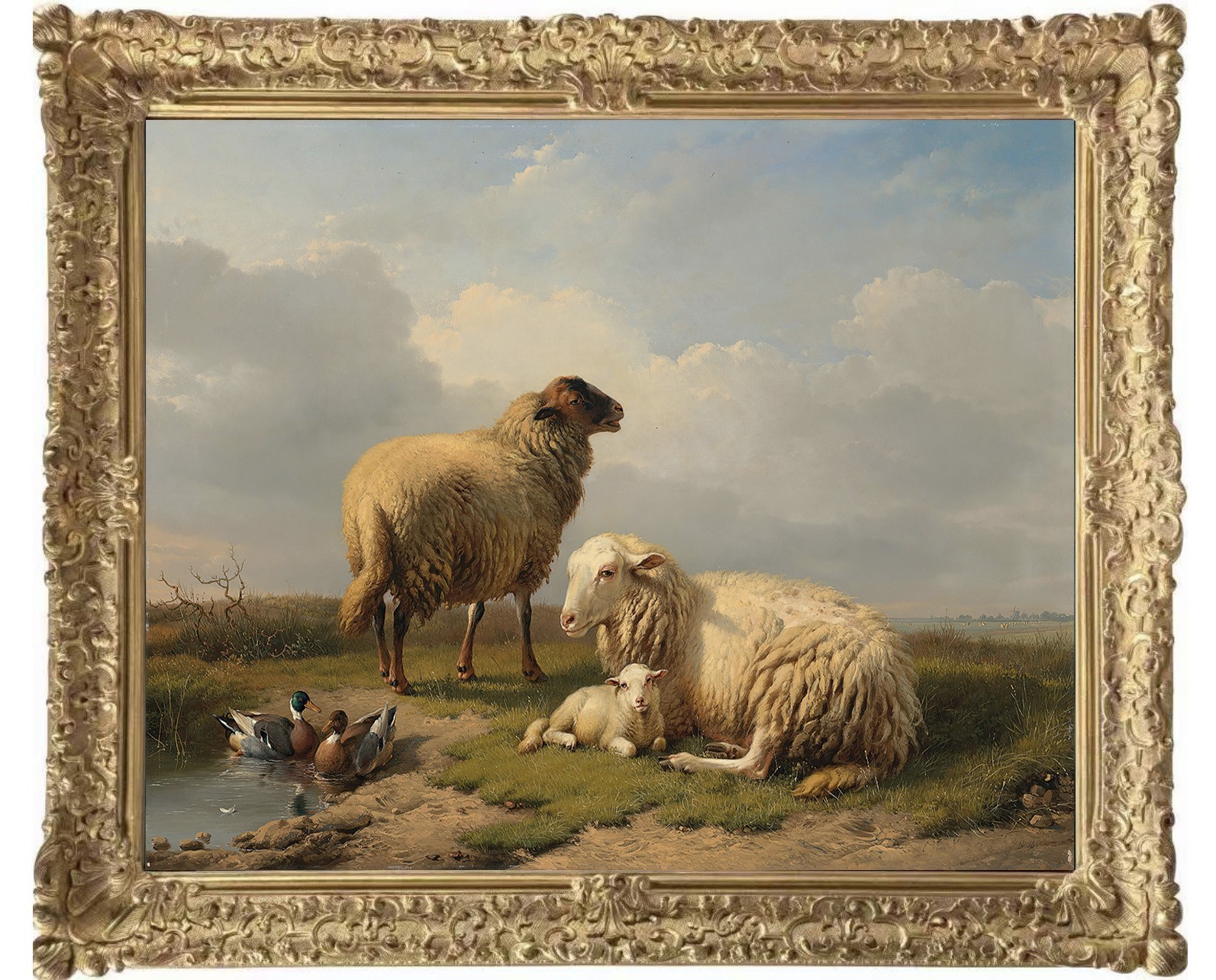 Hand Painted Classical Oil Painting Sheep Lamb Ducks Animal Art Vintage style Hand Painted Classical Oil Painting Sheep Lamb Ducks Animal Art Vintage style