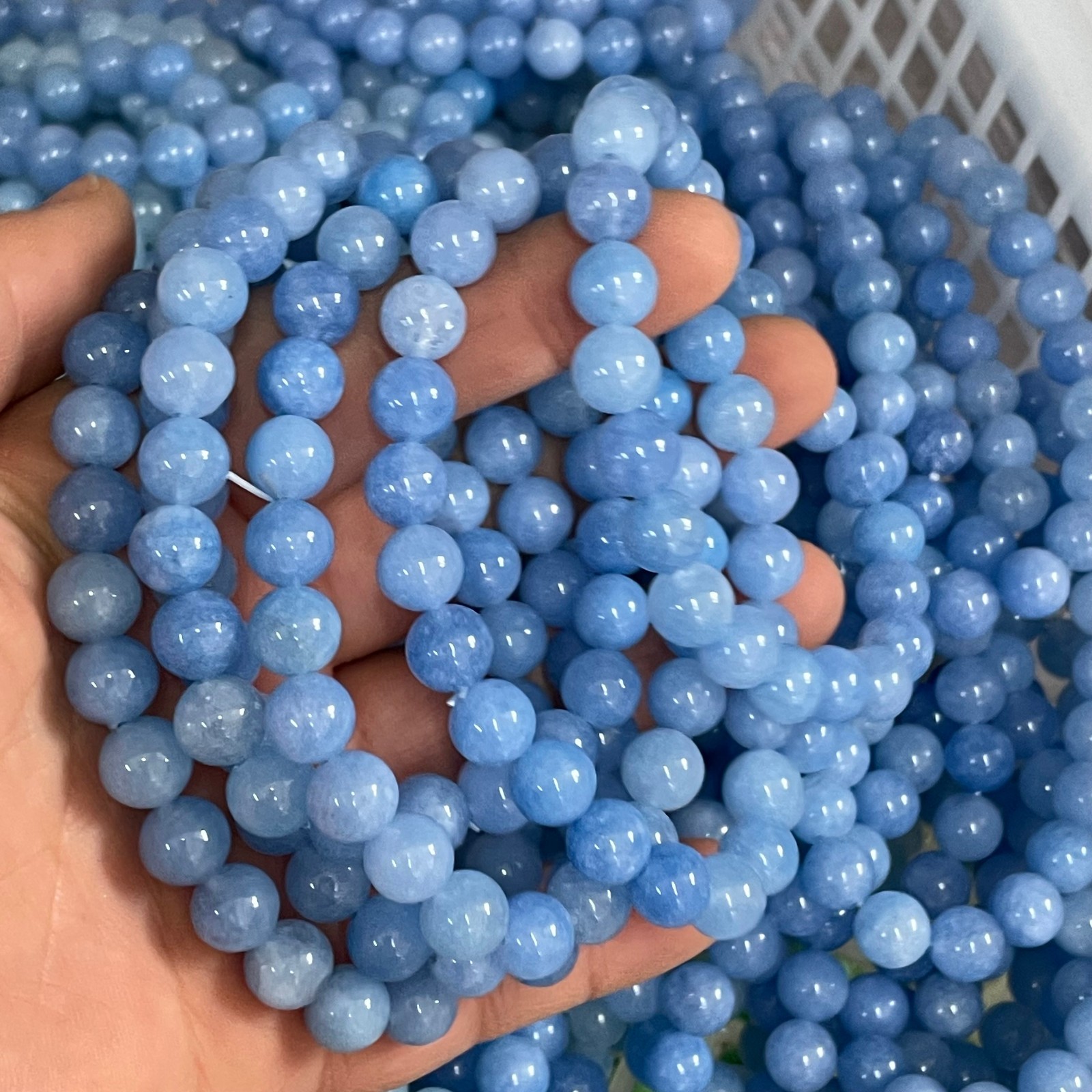 10pcs Blue crystal bracelet elastic rope Size 8mm
