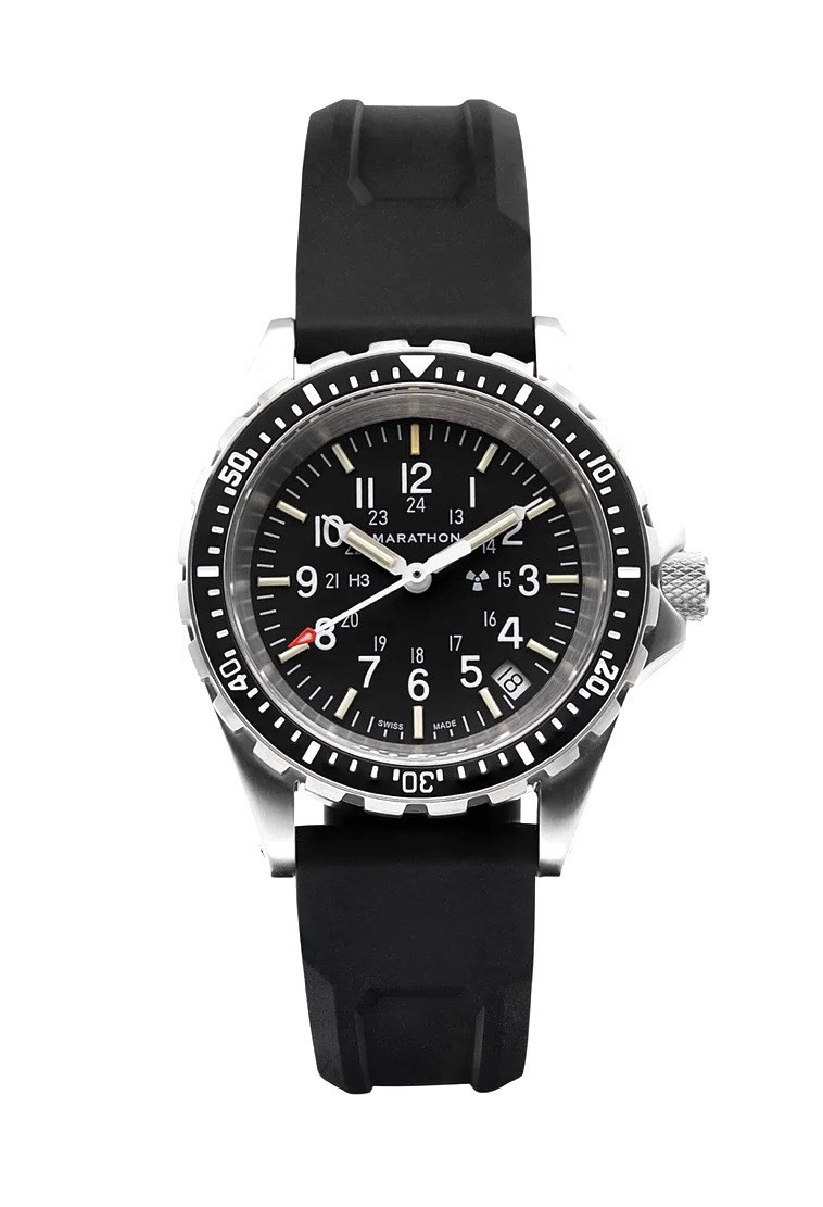 Marathon 36mm Diver Quartz 300m Black Dial Rotating Bezel Rubber Strap