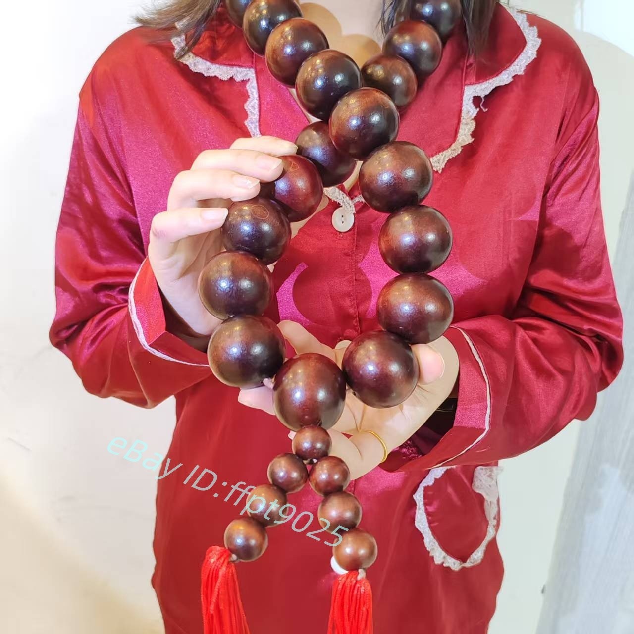 40mm*27 Big Beads Natural Wood Buddha Shaolin Temple Monk Blessing Red Necklace 40mm*27 Big Beads Natural Wood Buddha Shaolin Temple Monk Blessing Red Necklace